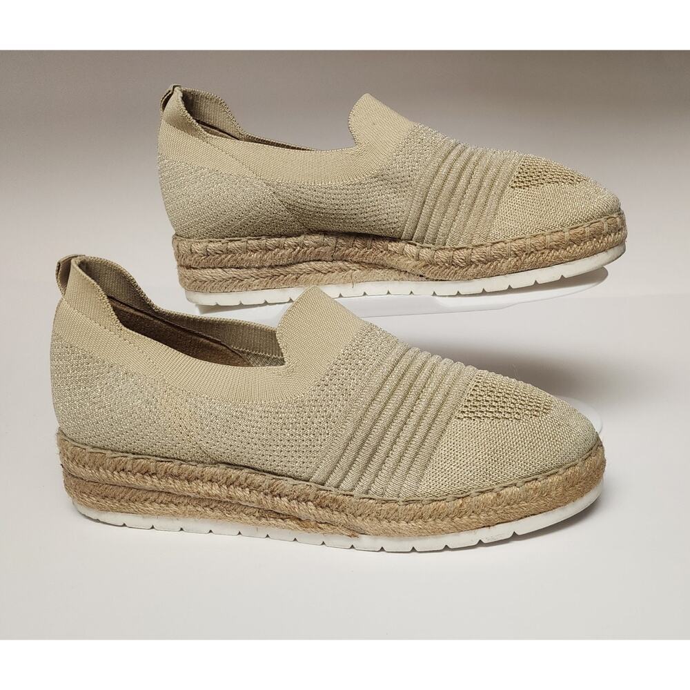 Adrienne Vittadini AV-Niko Wedge Shimmer Beige Stretch Comfort Slip-On Shoes 8M - Picture 4 of 8